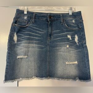 Distressed Denim Skirt